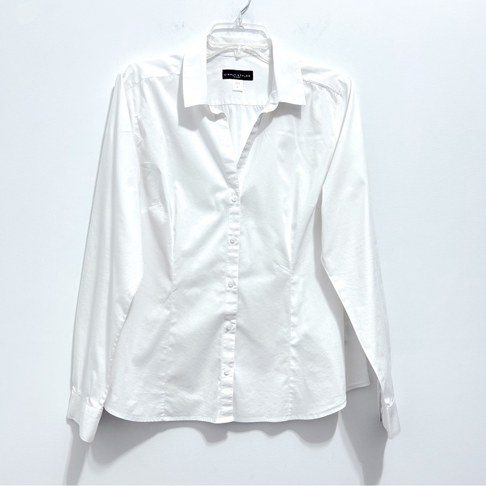 Simply Styled Women’s White Business Professional Button Down Shirt